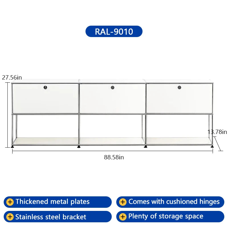 Bigcityfur Tv Stand Metal Storage Cabinet For Living Room