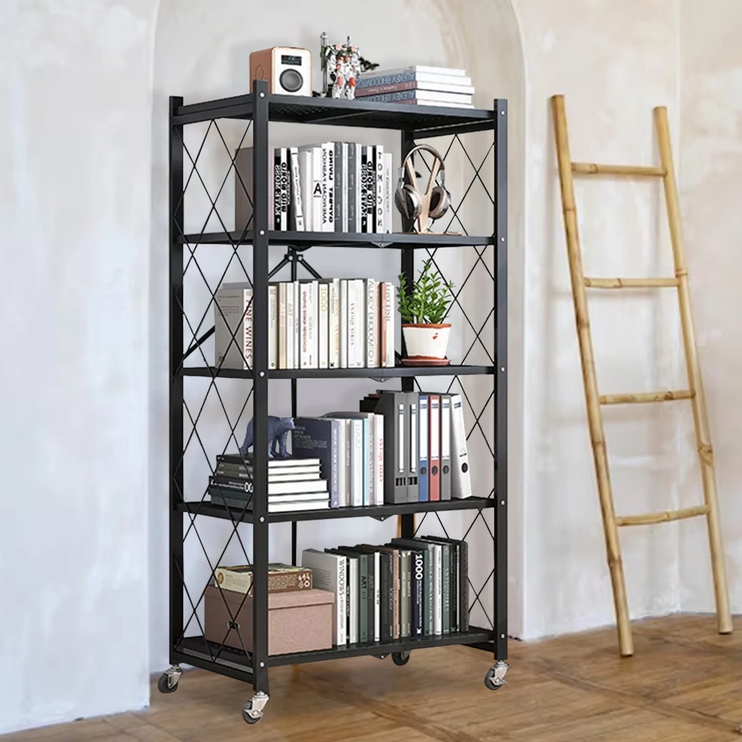 Heavy Duty 5 Tier Metal Storage Shelving On Wheels