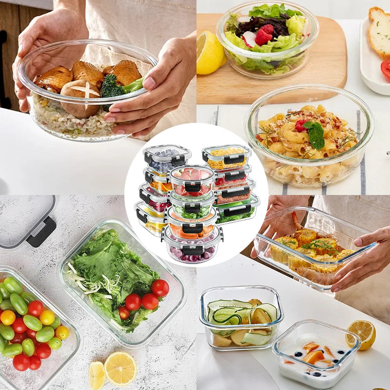 Glass Lunch Box Set 12 Pieces Airtight Microwave Safe Containers