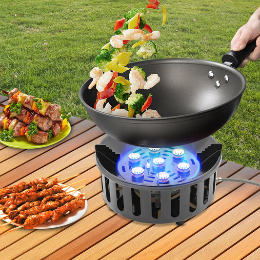 7-Core Camping Stove 21000W Windproof Portable Gas Burner Ignition