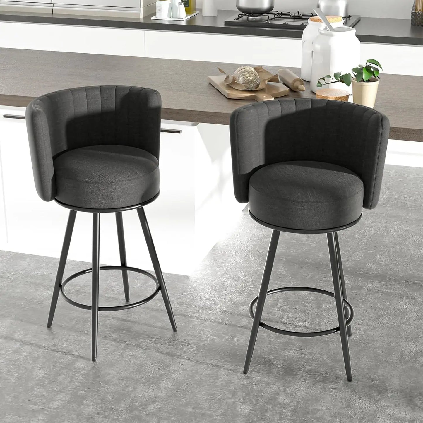 GUANGBAI Bar Stools Set Of 2 Modern Counter Height Upholstered