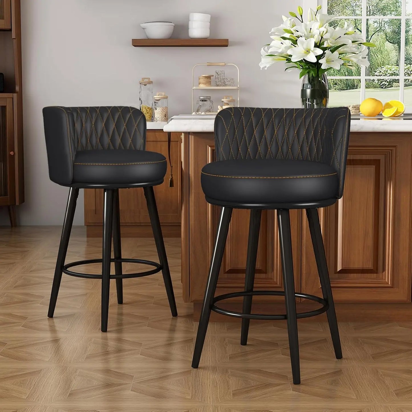 GUANGBAI Bar Stools Set Of 2 Modern Counter Height Upholstered