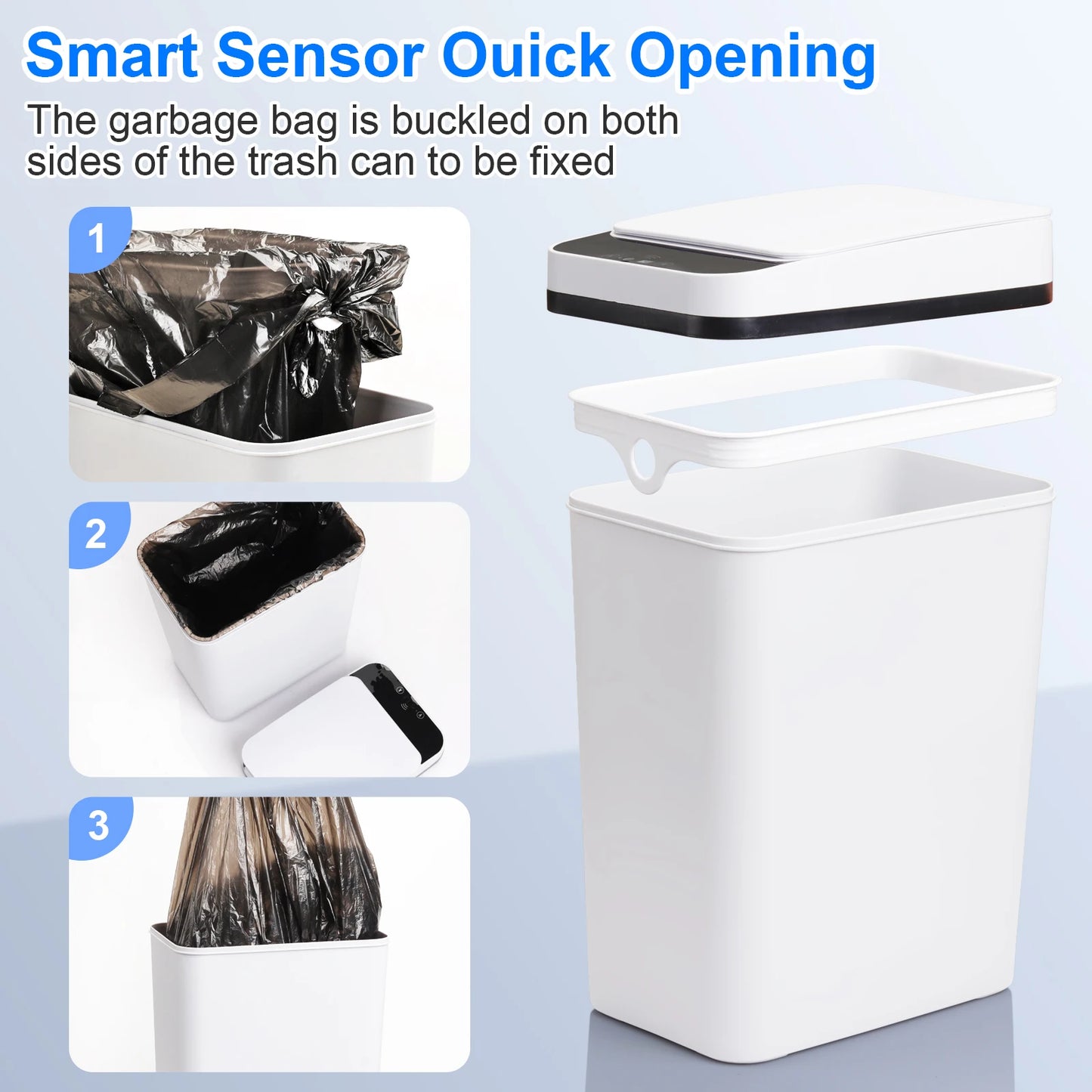NONECN 2 Pack Bathroom Touchless Sensor Trash Cans With Lid