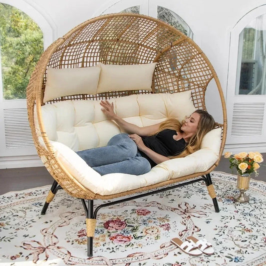 Double Egg Chair Outdoor Lounge For Two Persons Patio