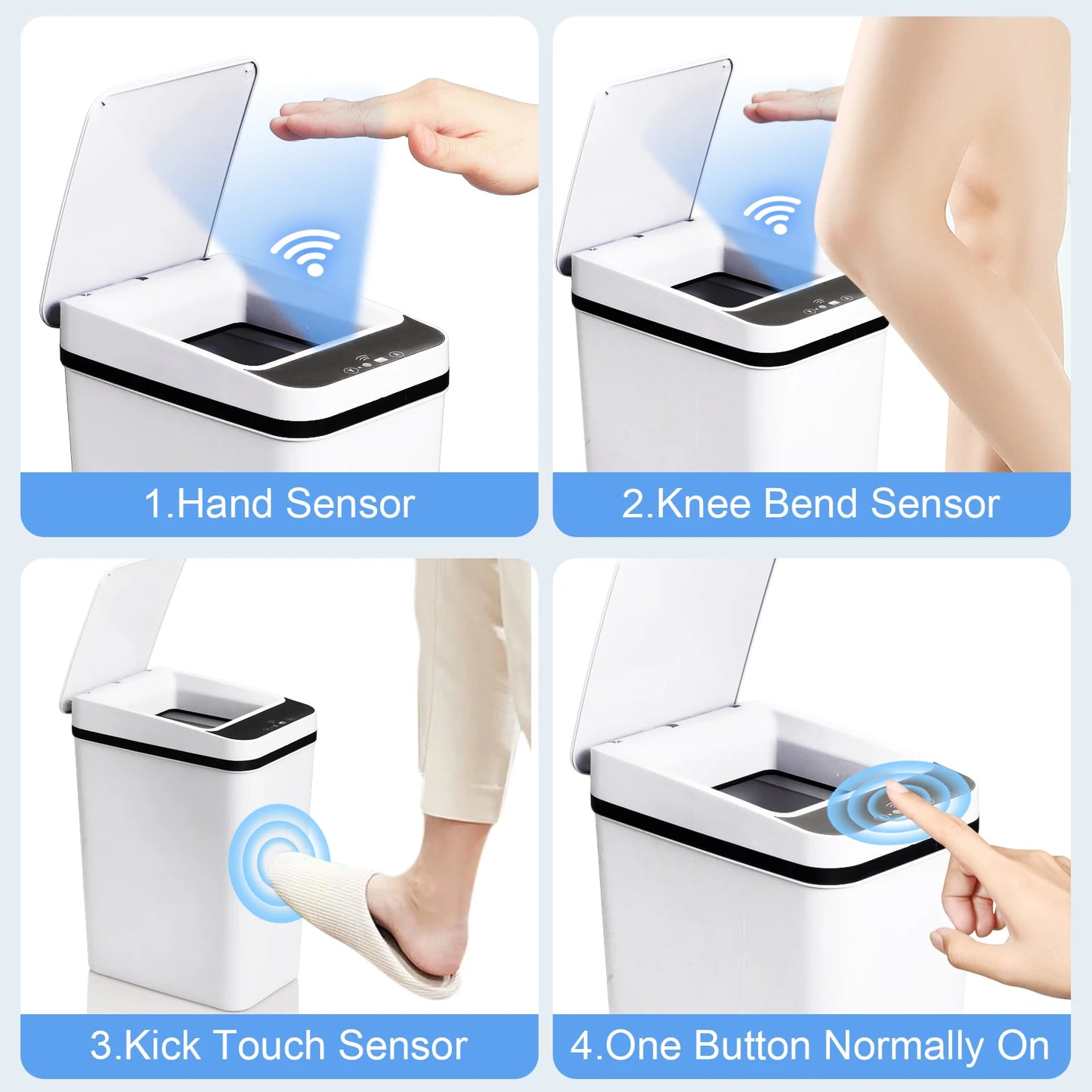 NONECN 2 Pack Bathroom Touchless Sensor Trash Cans With Lid