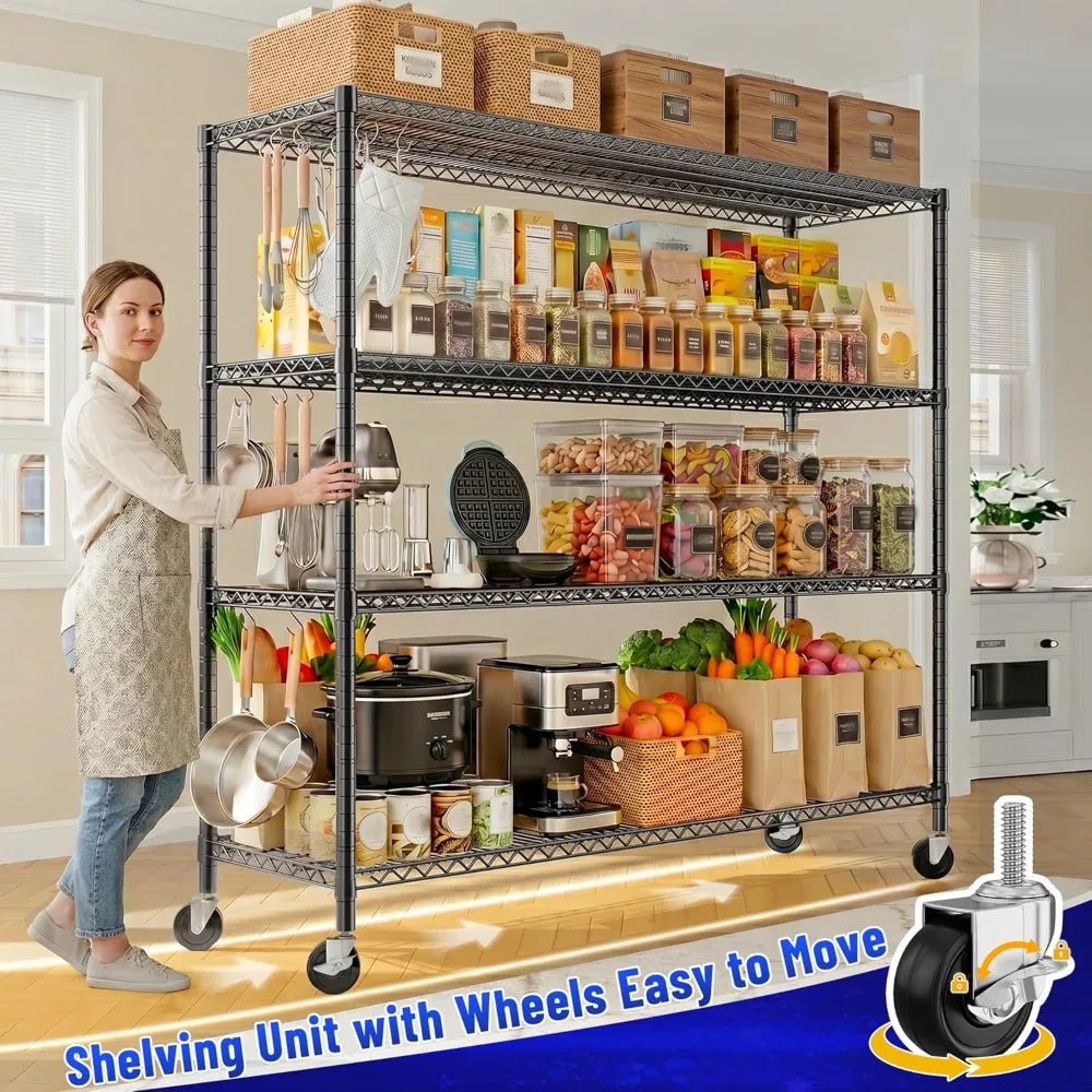 Heavy Duty Metal Storage Shelving Unit on Wheels for Garage