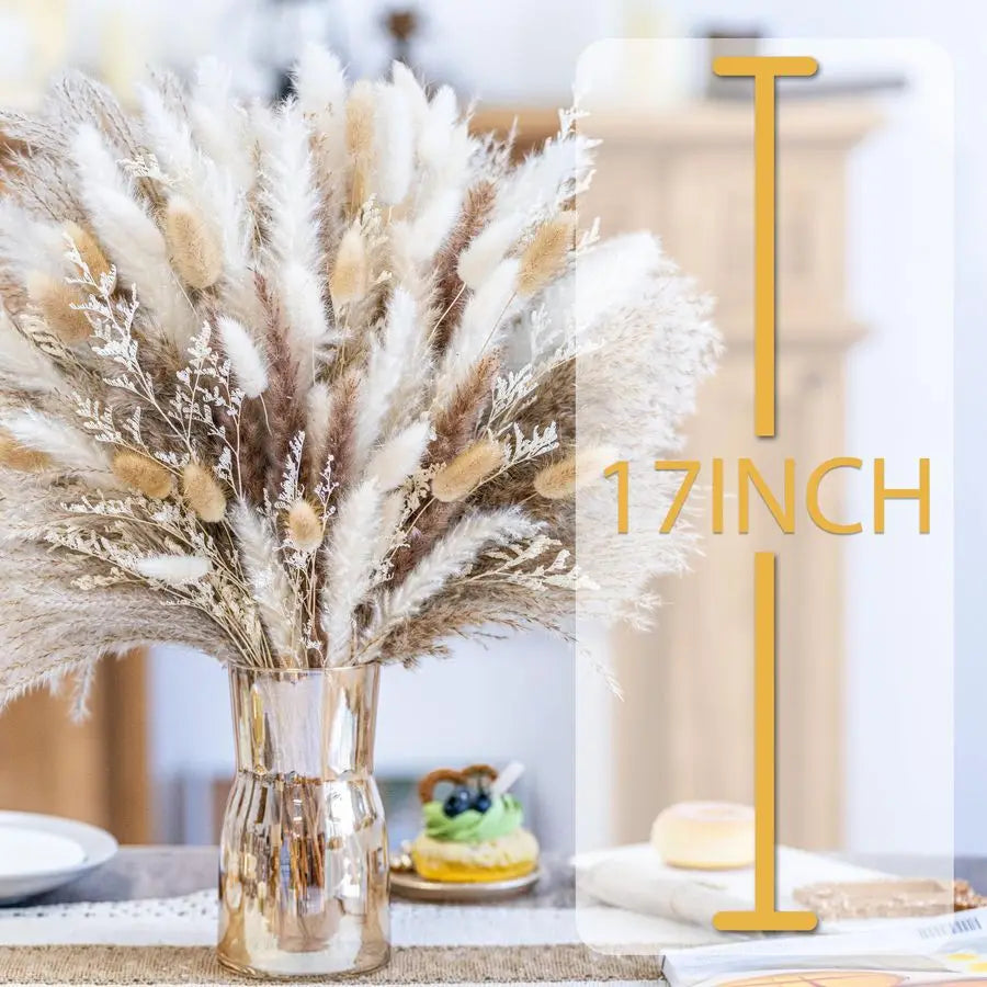XMSJ Natural Pampas Grass Dried Floral Centerpiece Bouquet Decor