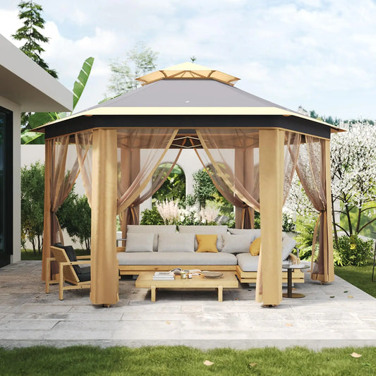 HiMISS Pop Up Gazebo With Mosquito Netting And Double Roof