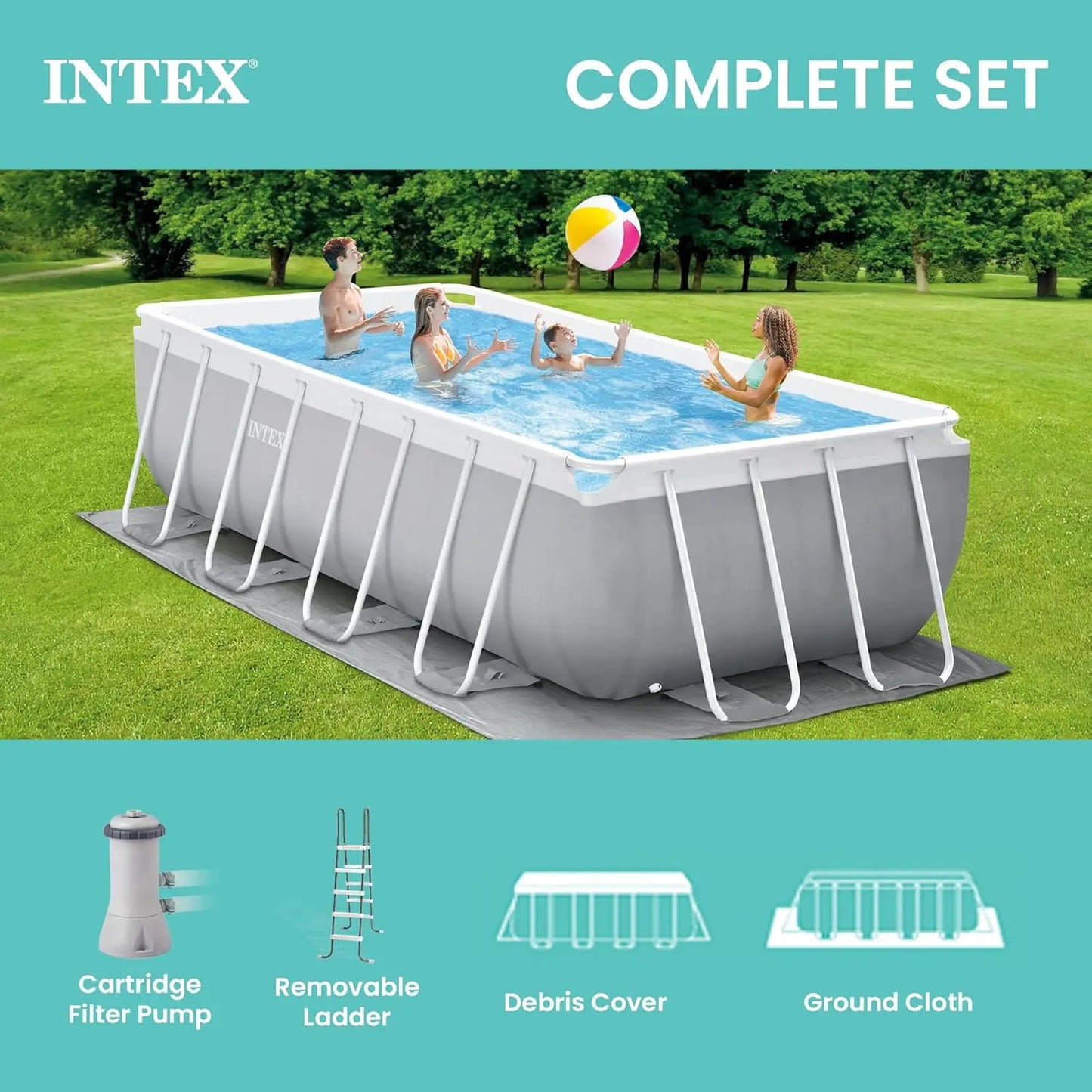 Prism Frame Premium Rectangular Above Ground Pool Set