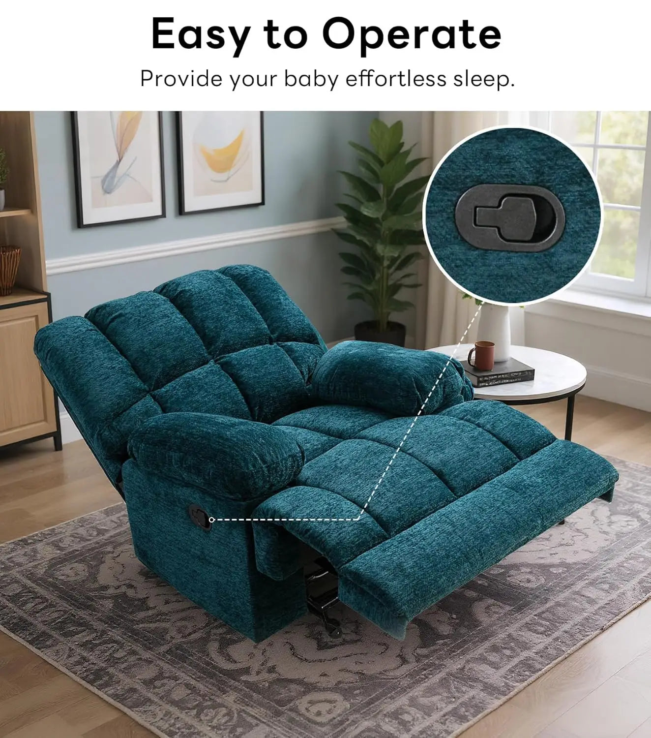 Oversized Rocker Recliner Chair For Living Room Comfort And Durability