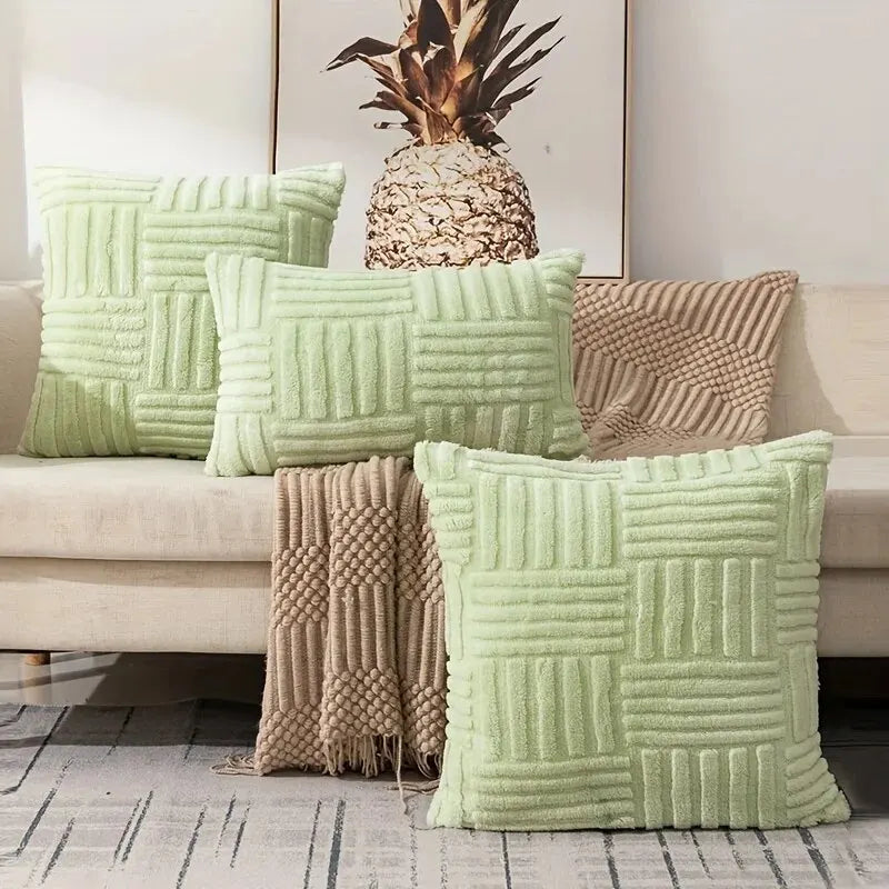 NONECN Boho Faux Fur Plush Throw Pillow Cover Sofa