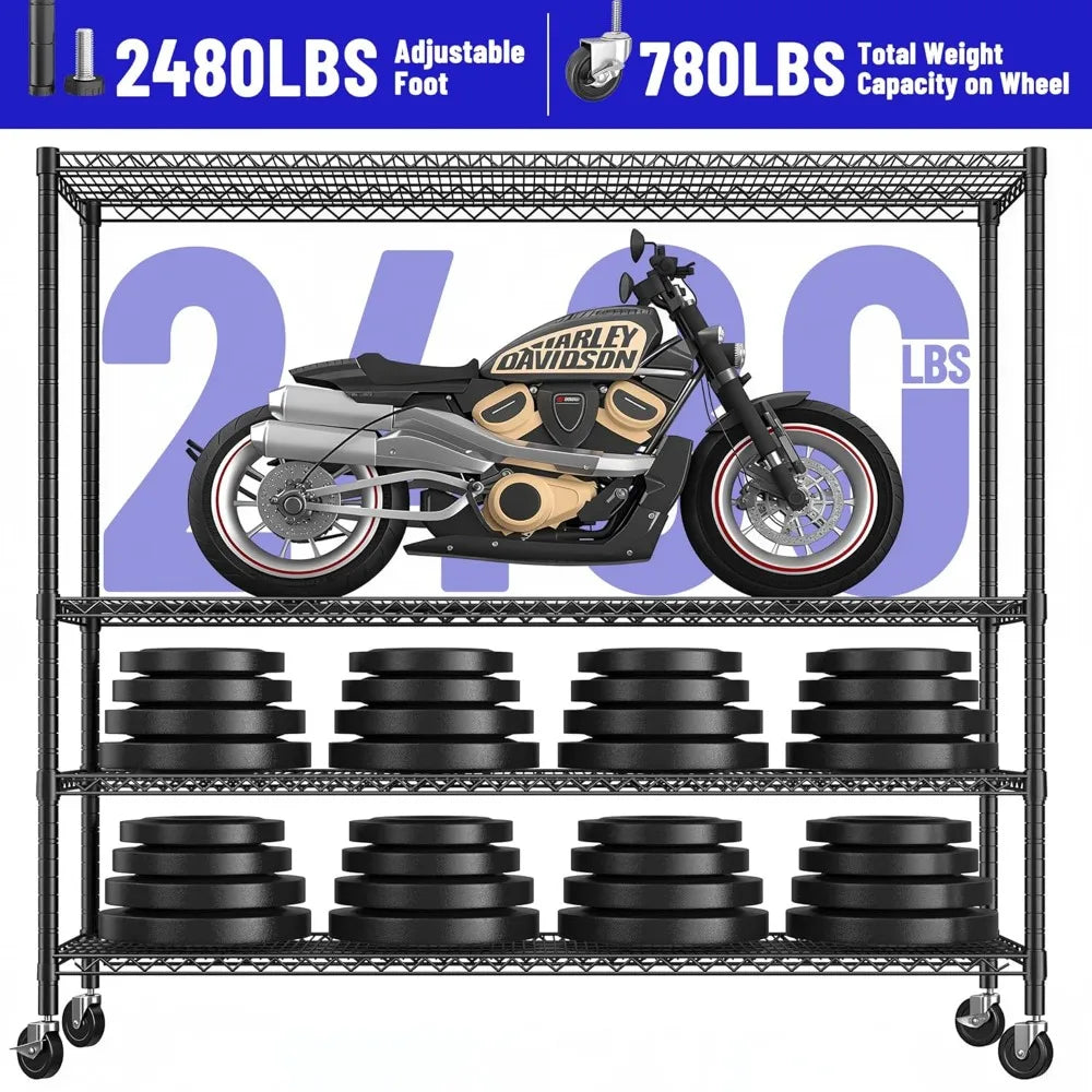 Heavy Duty Metal Storage Shelving Unit on Wheels for Garage