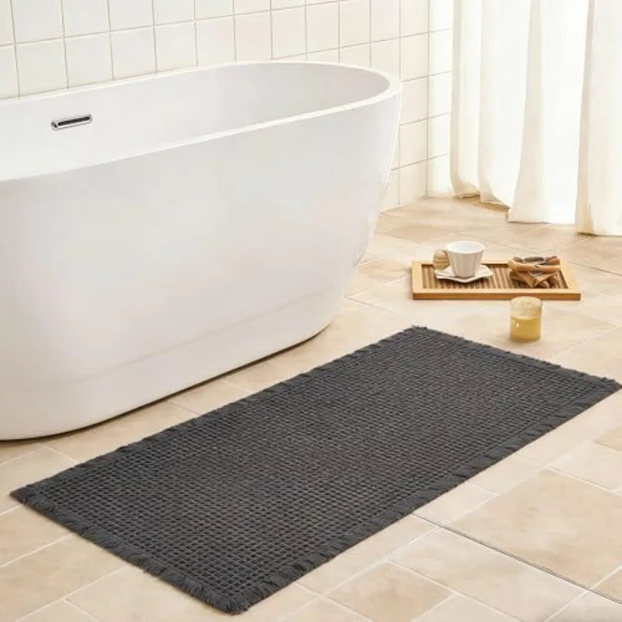 NONECN Waffle Bath Mat Non Slip Runner Quick Dry Absorbent