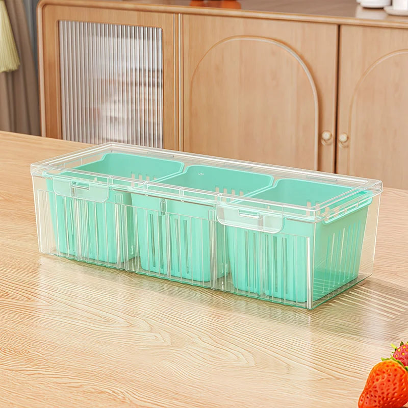 Kitchen Refrigerator Storage Set With Lid And Detachable Compartments
