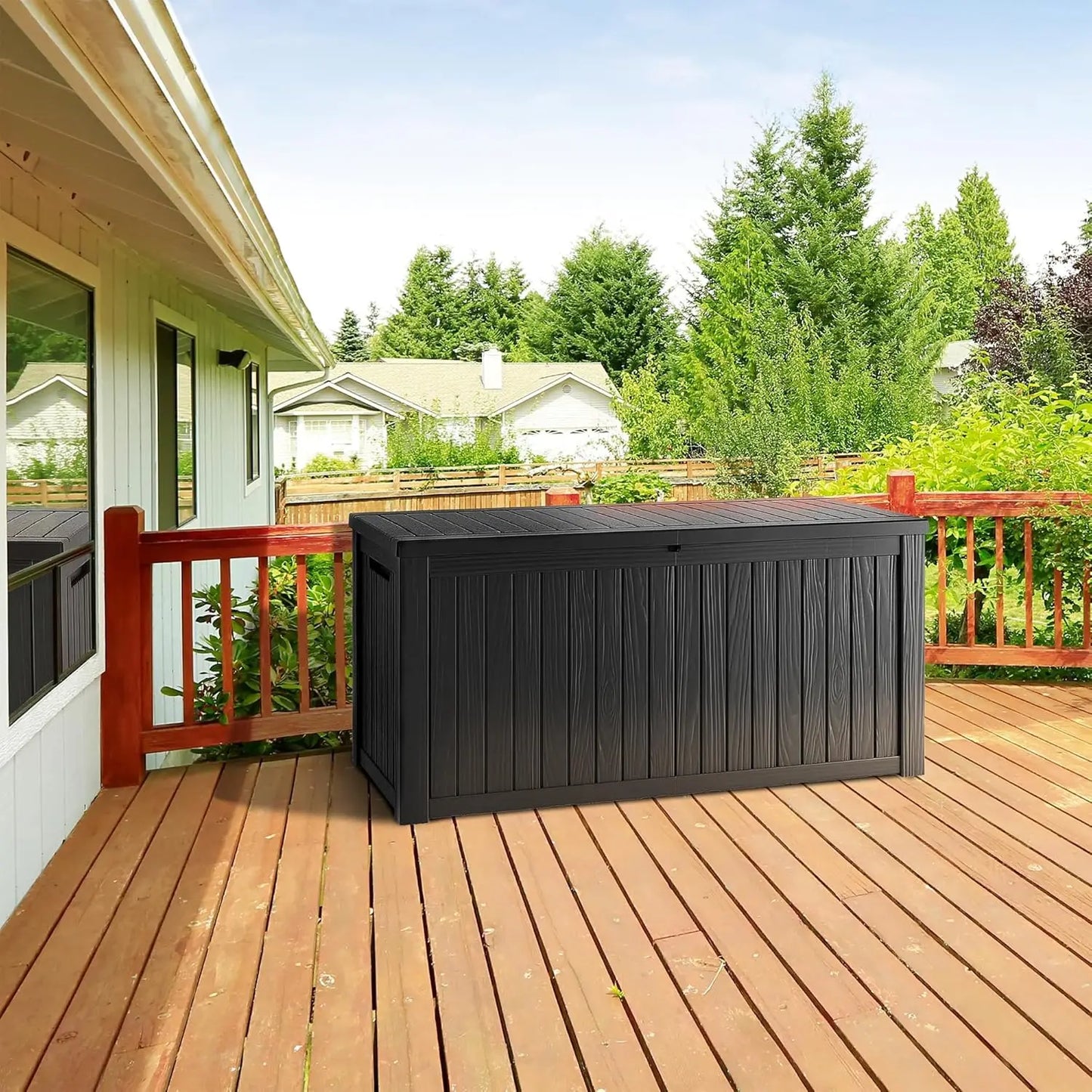 Lockable Resin Deck Box For Outdoor Waterproof UV Resistant Storage