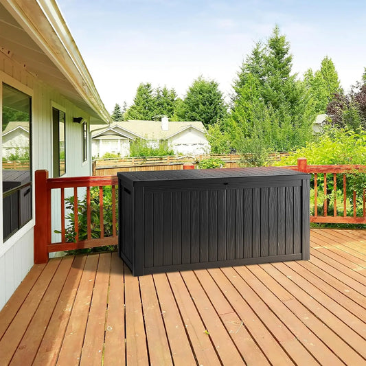 Lockable Resin Deck Box For Outdoor Waterproof UV Resistant Storage