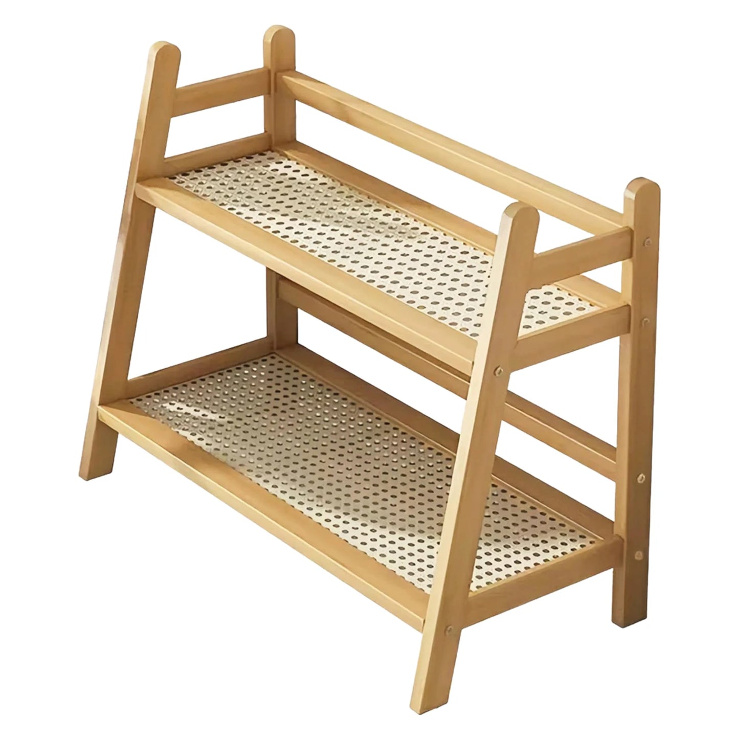 Double Layer Desktop Organizer Shelf Wooden Storage Rack 2 Tiers