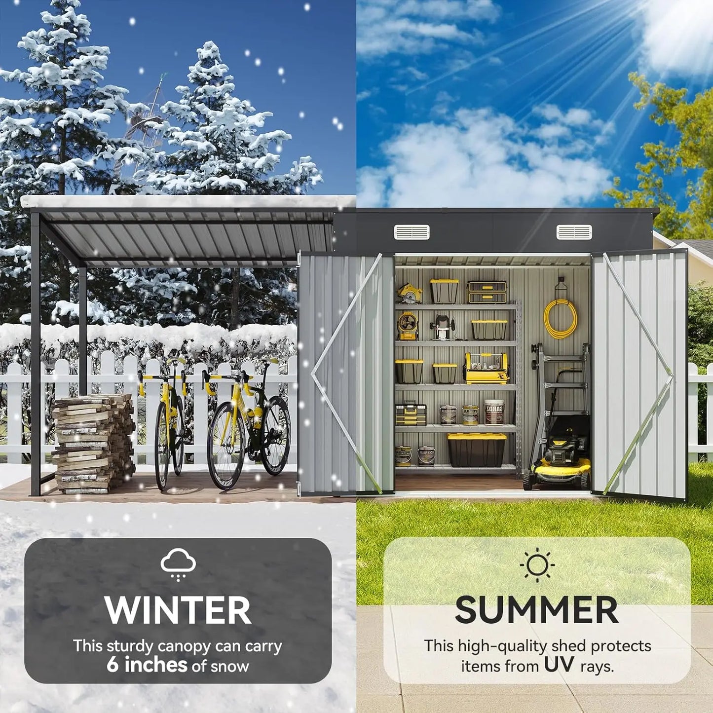 Metal Storage Shed Gazebo Combo 2 In 1 Leanto Organizer