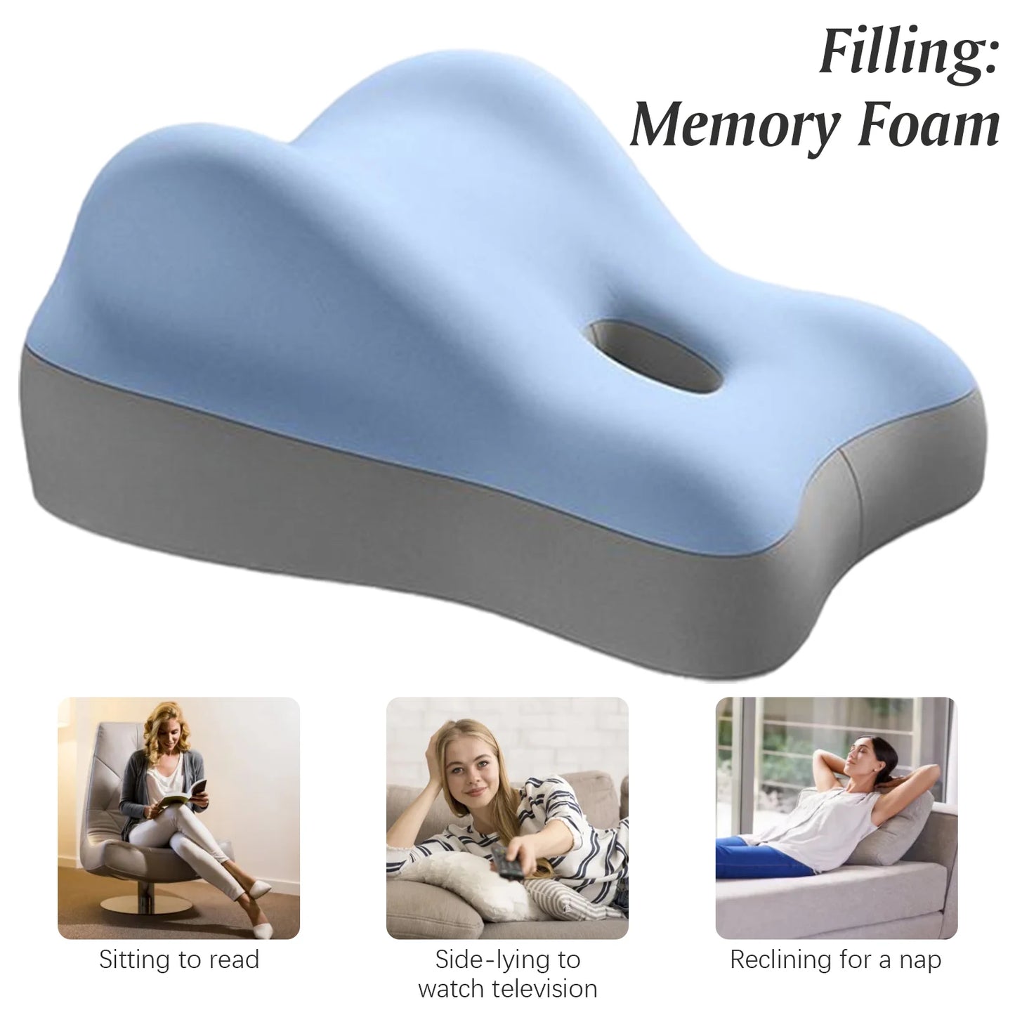 Ergonomic Memory Foam Bed Pillow For Sitting And Pregnancy Comfort