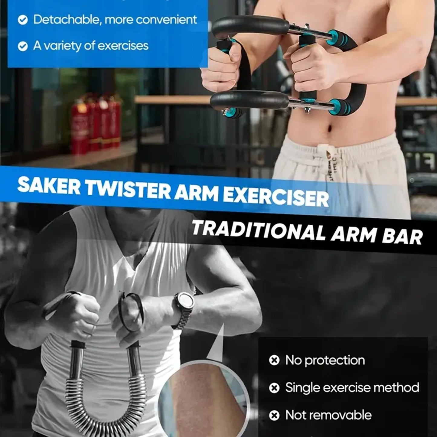 U Shape Hand Gripper Twister Arm Trainer Power Twister Bar Fitness Equipment