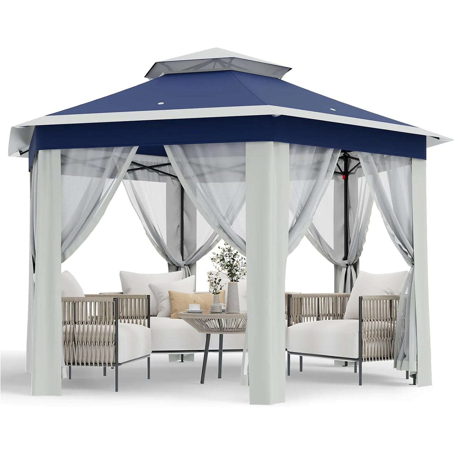 HiMISS Pop Up Gazebo With Mosquito Netting And Double Roof