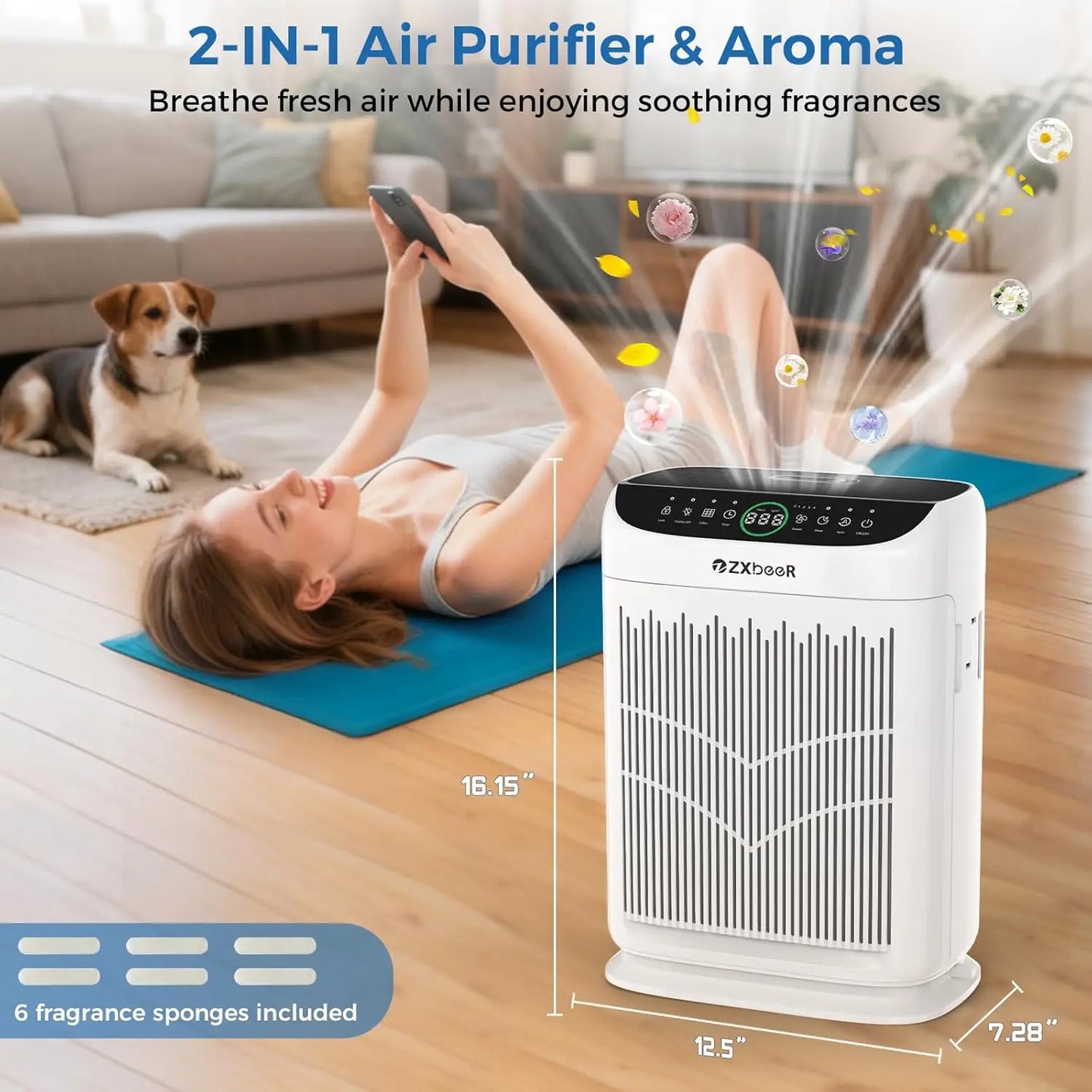 Air Purifier With HEPA Filter PM2.5 Sensor Aroma Quiet Sleep