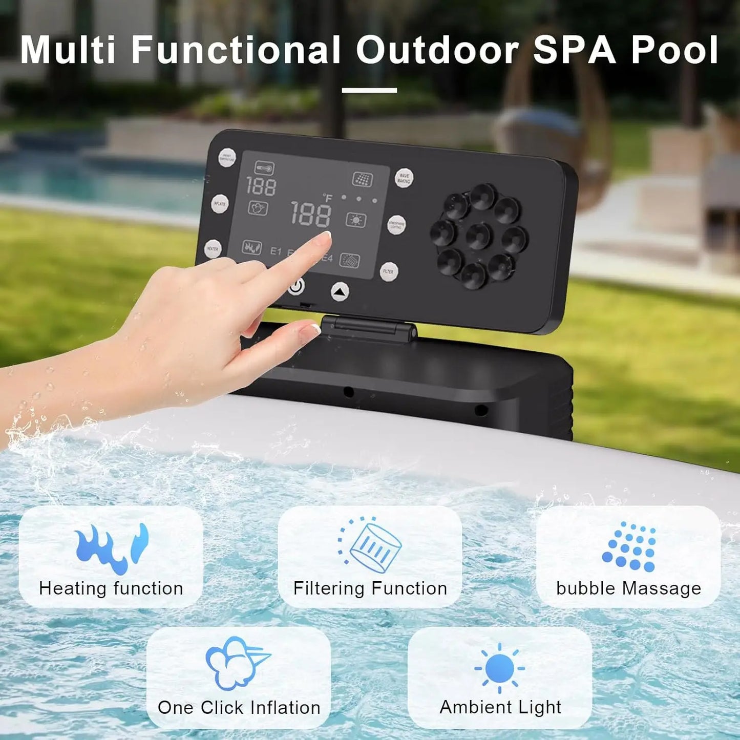 Inflatable Bathtub Spa Pool Massage Hot Tub With Bubble Jets