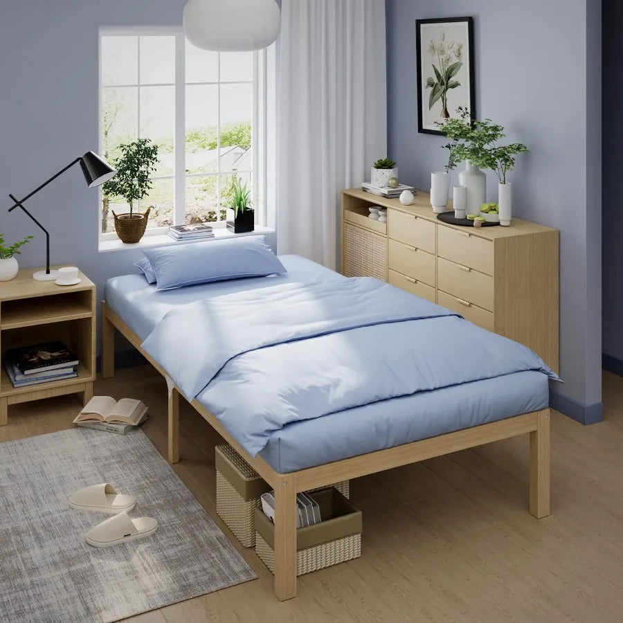 XIUWO Bamboo Bed Frame Platform Bed With Non Slip Slats