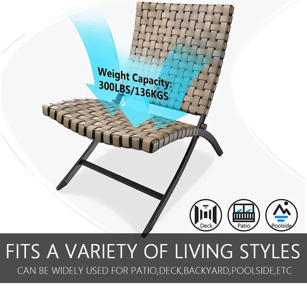 Grand Patio 3 Piece Leather Texture Wicker Outdoor Chairs Set