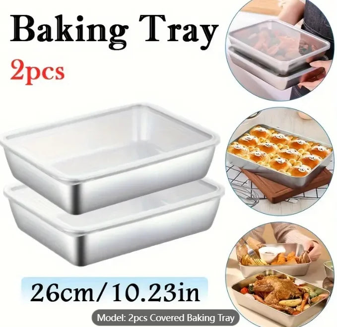 Stainless Steel Baking Tray With Lid Nonstick BPA-Free
