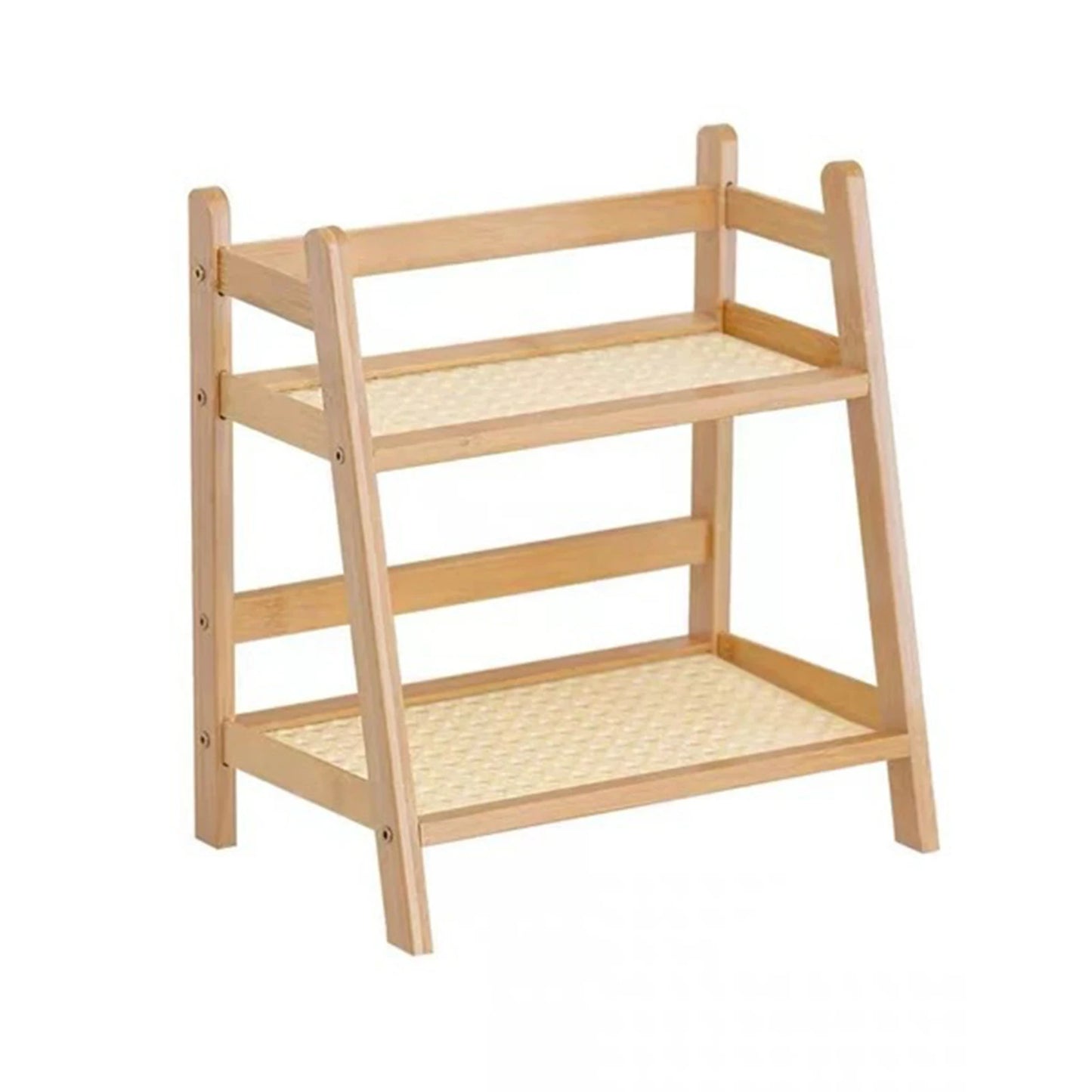 Double Layer Desktop Organizer Shelf Wooden Storage Rack 2 Tiers