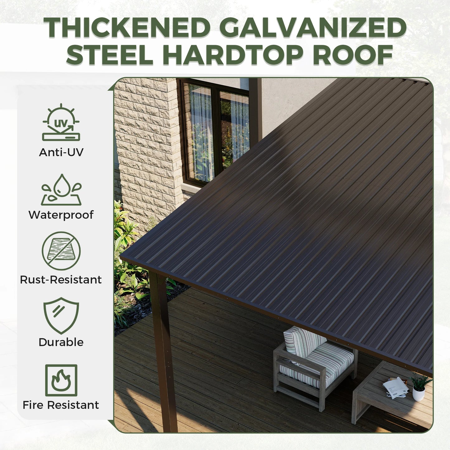 Polar Aurora Lean To Gazebo With Galvanized Roof For Patio