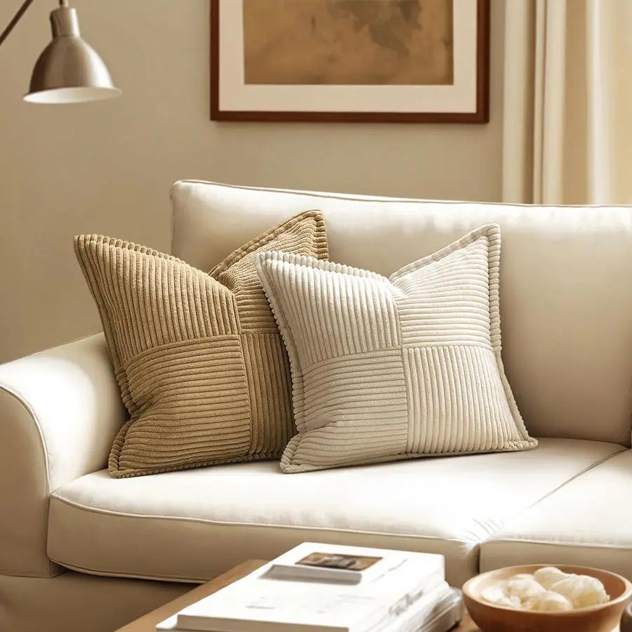 Boho Corduroy Euro Sham Pillow Covers Set of 2 USA