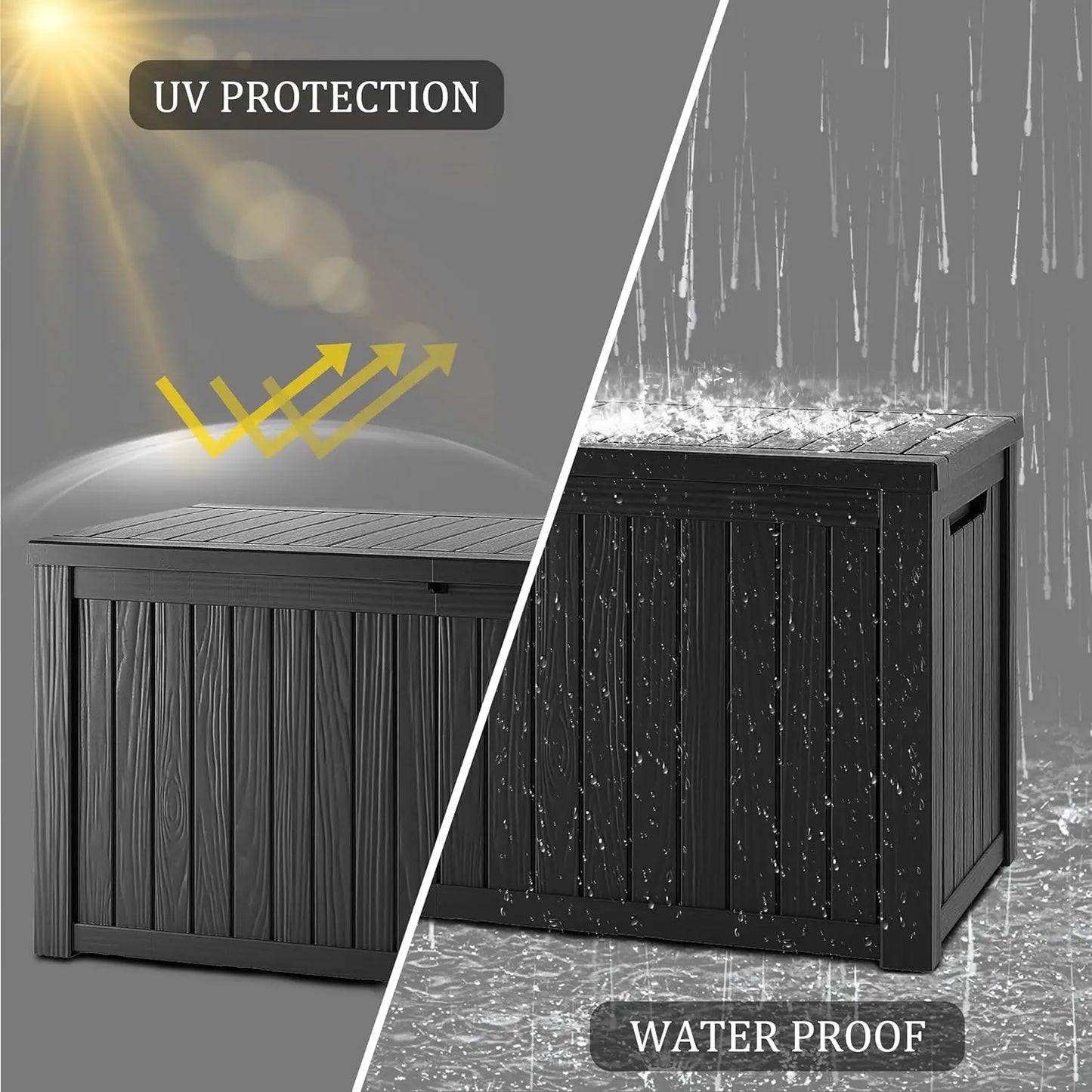 Lockable Resin Deck Box For Outdoor Waterproof UV Resistant Storage