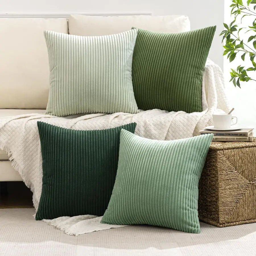 Boho Farmhouse Throw Pillow Covers Set Of 4 Corduroy Decor