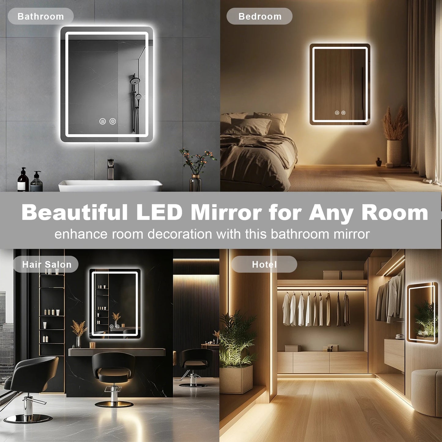 MYGIIVOVO LED Backlit Fogless Bathroom Vanity Mirror Wall Mounted