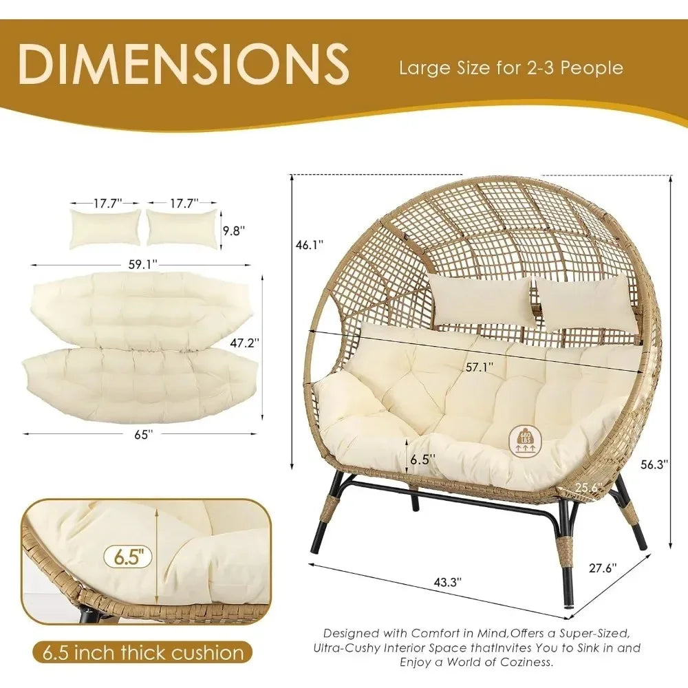 Double Egg Chair Outdoor Lounge For Two Persons Patio
