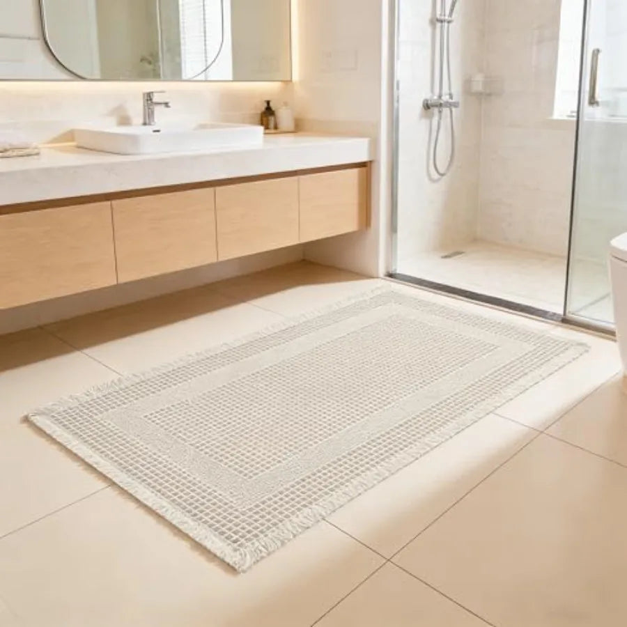 NONECN Waffle Bath Mat Non Slip Runner Quick Dry Absorbent