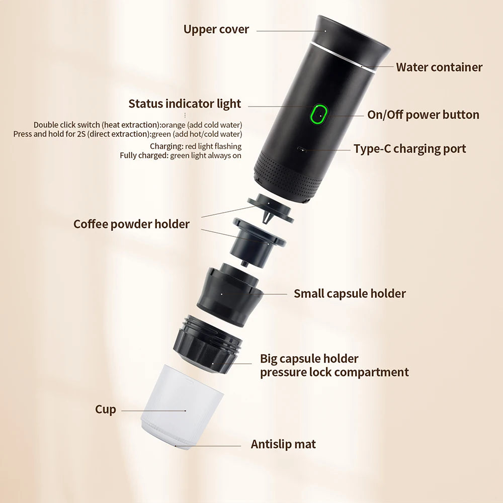 Obecilc Wireless Portable Espresso Maker For Car And Home