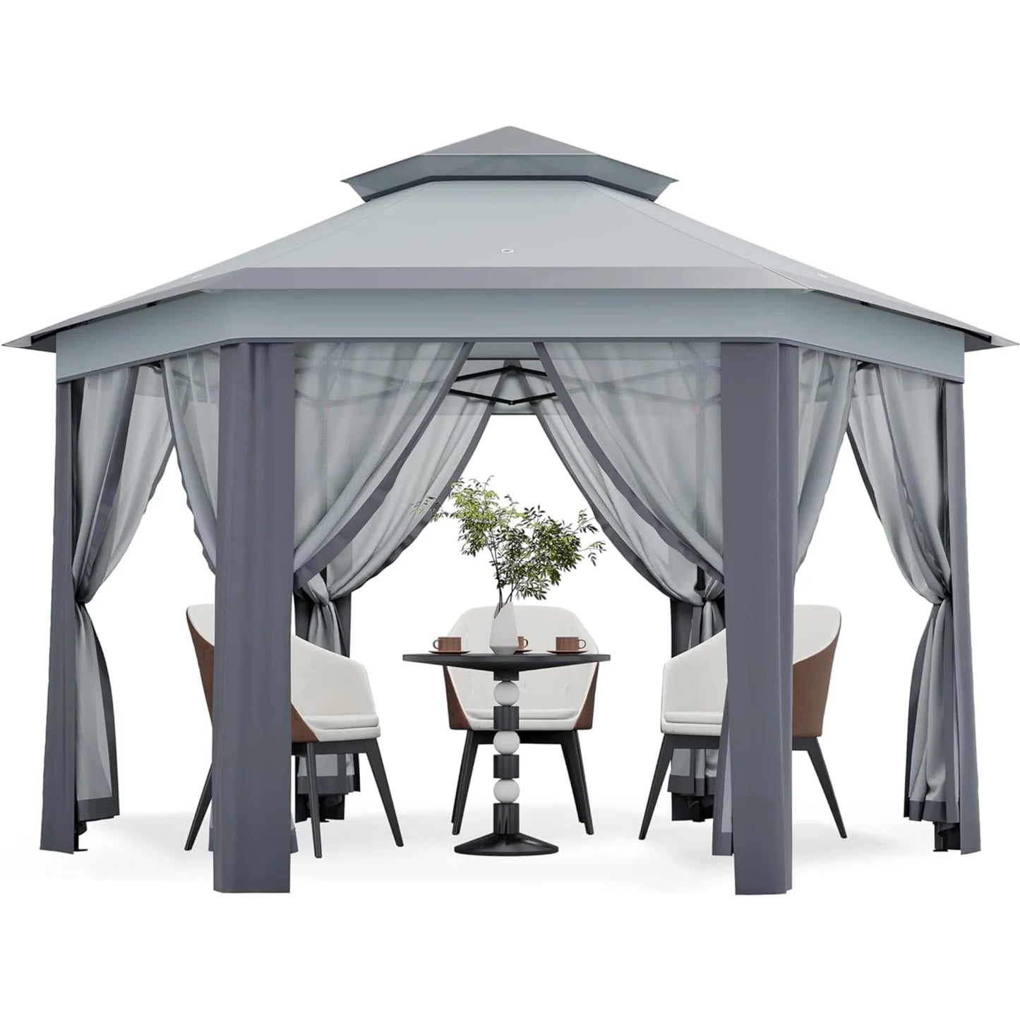 HiMISS Pop Up Gazebo With Mosquito Netting And Double Roof