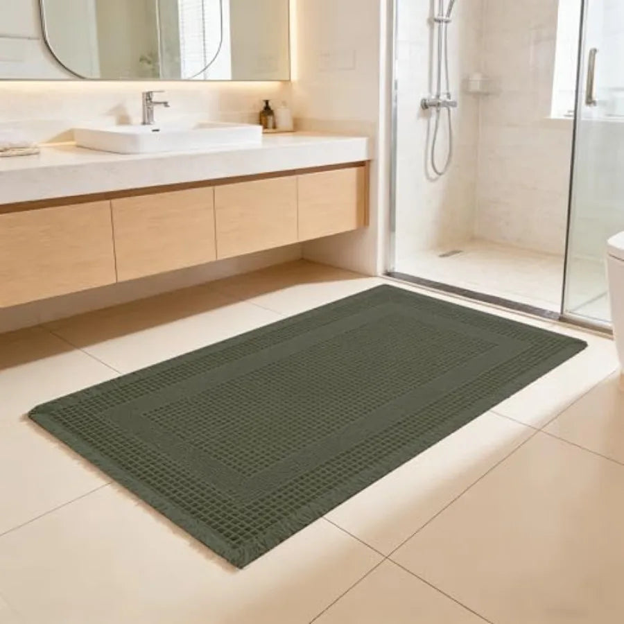 NONECN Waffle Bath Mat Non Slip Runner Quick Dry Absorbent