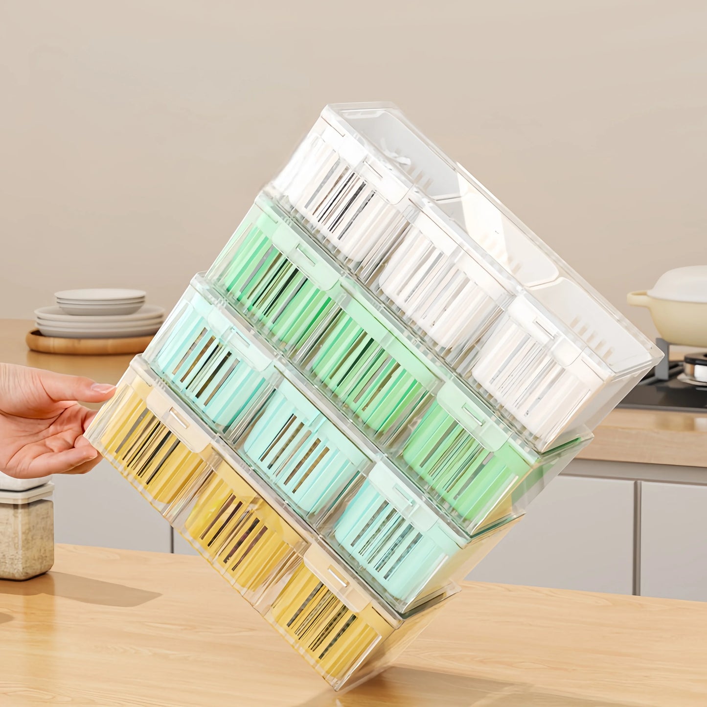 Kitchen Refrigerator Storage Set With Lid And Detachable Compartments