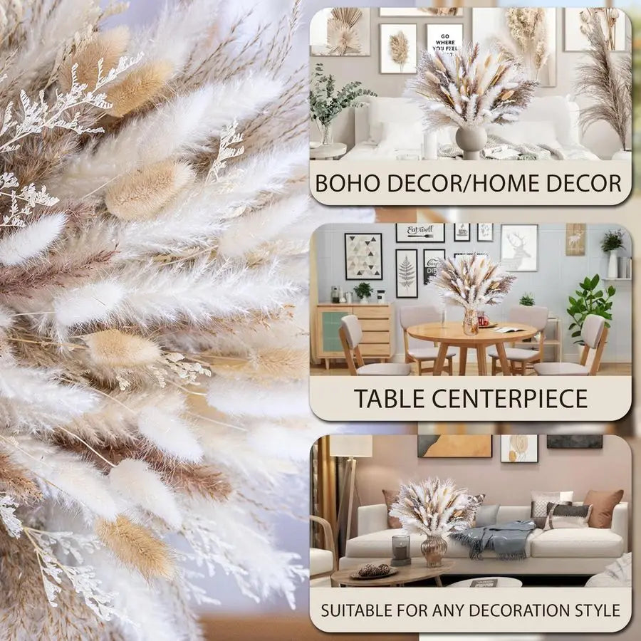 XMSJ Natural Pampas Grass Dried Floral Centerpiece Bouquet Decor