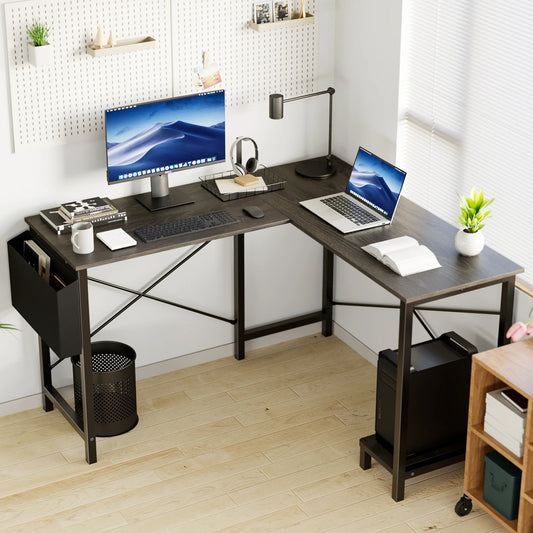 JHK Gaming Corner L Shaped Desk With CPU Storage Shelf