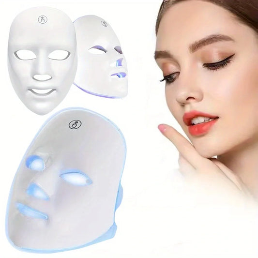 Rechargeable 7 Color LED Facial Mask For Skin Care Tool