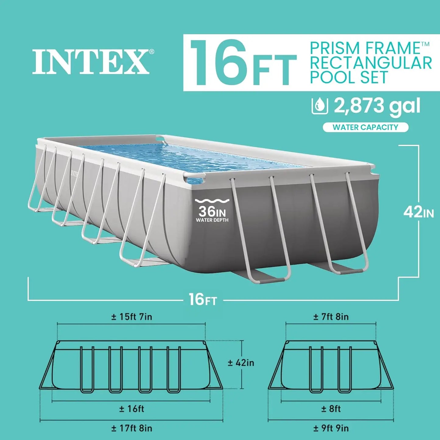Prism Frame Premium Rectangular Above Ground Pool Set