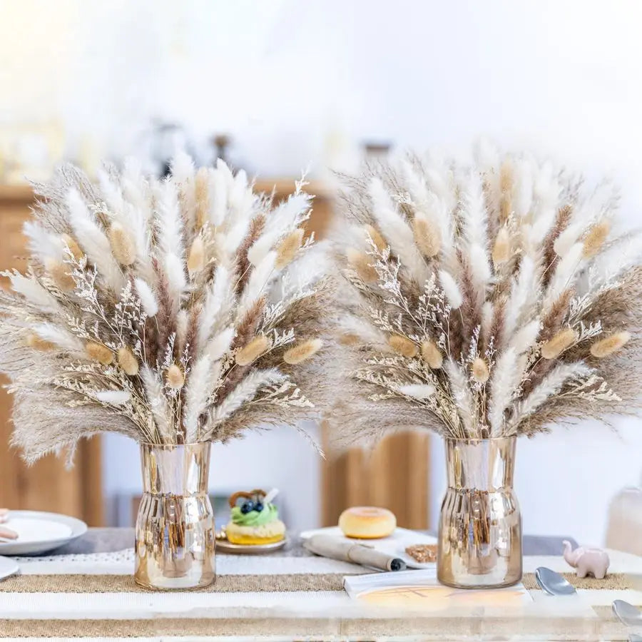 XMSJ Natural Pampas Grass Dried Floral Centerpiece Bouquet Decor