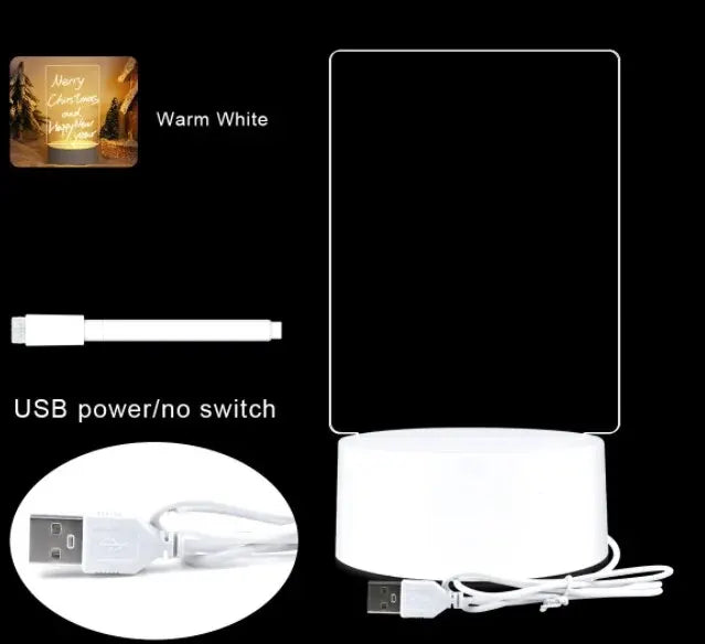 LED Luminous Message Board With USB Desk Lamp And Erasable Pen