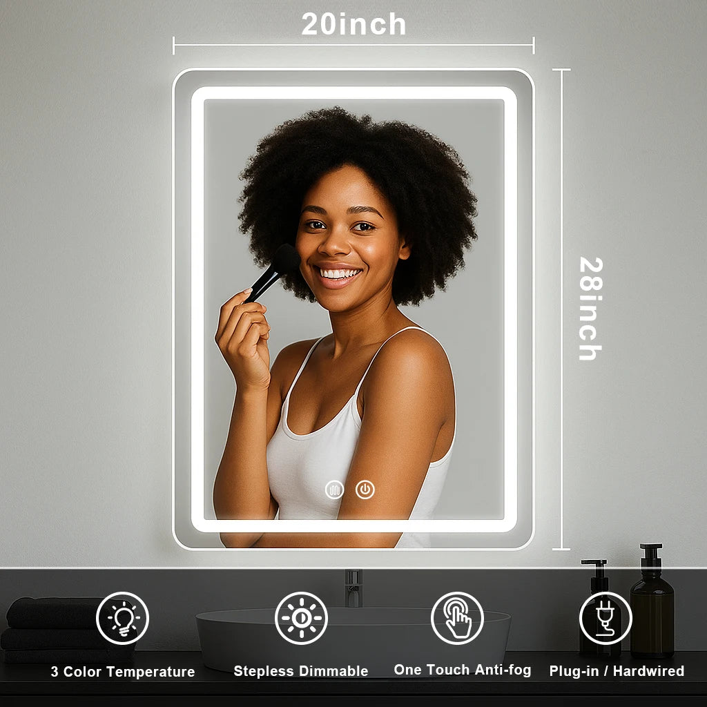 MYGIIVOVO LED Backlit Fogless Bathroom Vanity Mirror Wall Mounted
