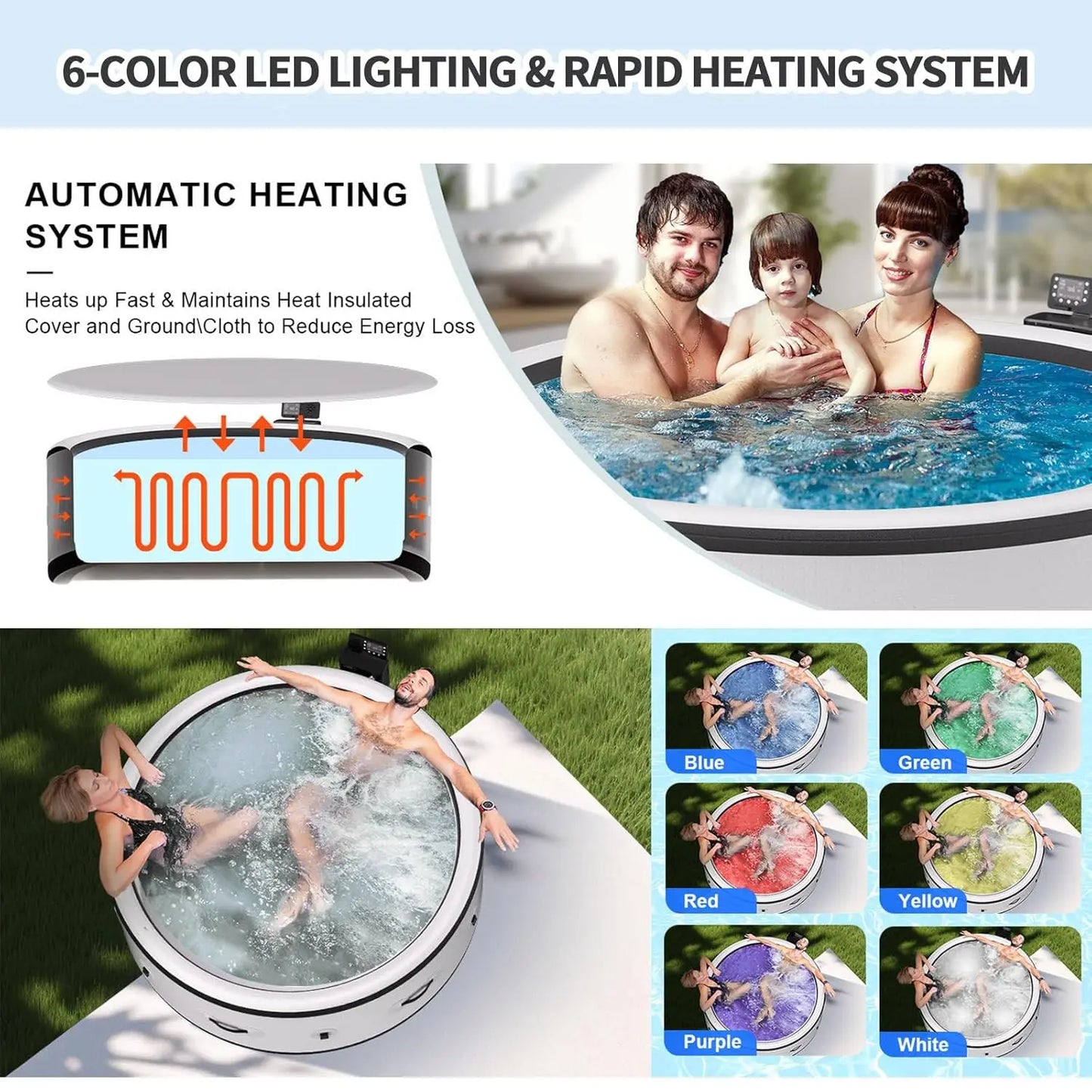 Inflatable Bathtub Spa Pool Massage Hot Tub With Bubble Jets